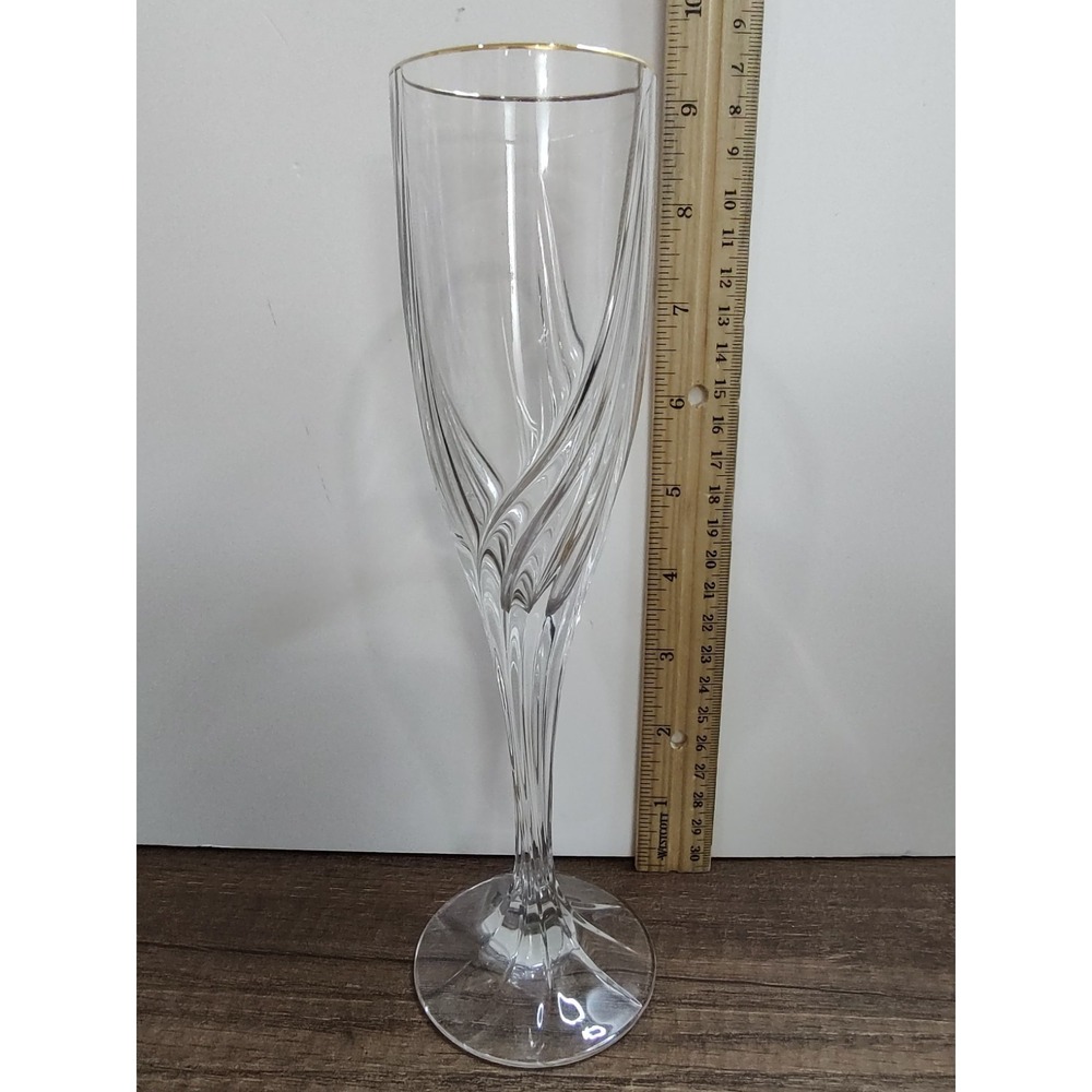 Lenox Debut Gold Trim Replacement Crystal Clear Champagne Flutes Swirl Elegant - Picture 2 of 4